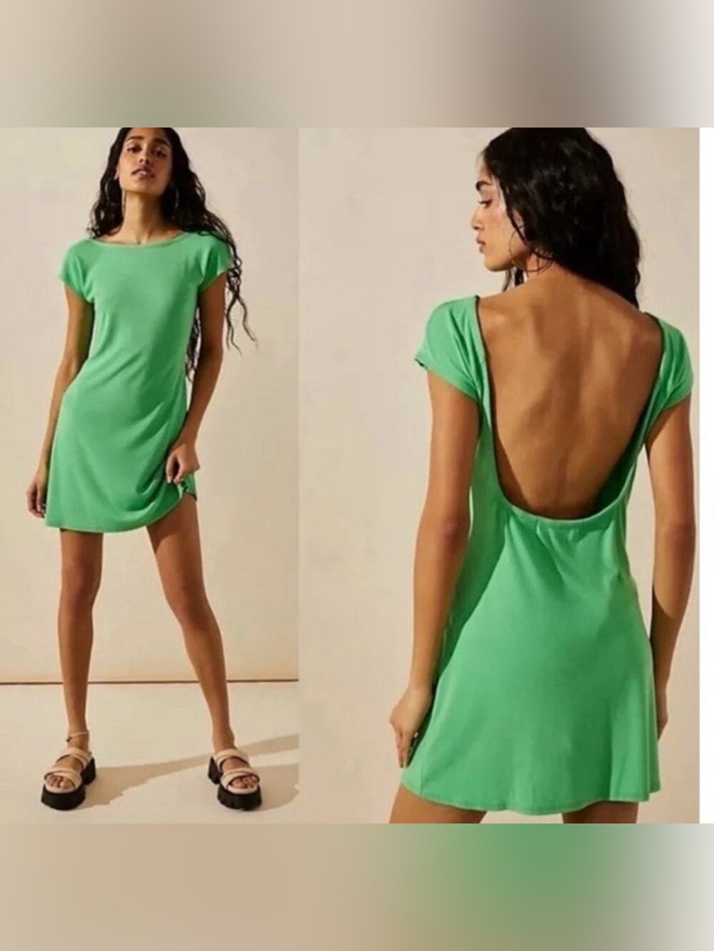 Free People FP Beach Backless Mini Dress Size Small Coverup Square Bodycon